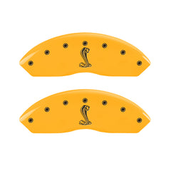 MGP 4 Caliper Covers Engraved Front & Rear Tiffany Snake Yellow Finish Black Char 2005 Ford Mustang