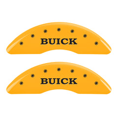 MGP 4 Caliper Covers Engraved Front Buick Engraved Rear Buick Shield Yellow finish black ch