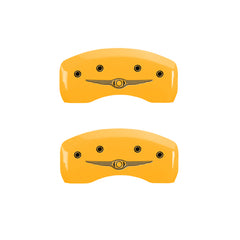 MGP 4 Caliper Covers Engraved Front & Rear Style 1/Chrysler Wing Yellow finish black ch