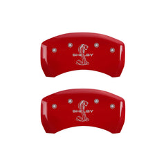 MGP 4 Caliper Covers Engraved Front Shelby Engraved Rear Tiffany Snake Red finish silver ch