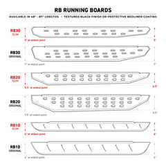 Go Rhino RB10 Slim Running Boards - Universal 73in. - Bedliner Coating
