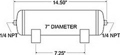 Firestone Air Tank 2 Gallon 7in. x 14.5in. (2) 1/4in. NPT Ports 150 PSI Max - Black (WR17609126)