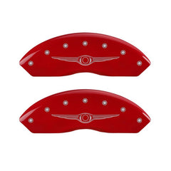 MGP 4 Caliper Covers Engraved Front & Rear Style 1/Chrysler Wing Red finish silver ch