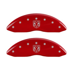 MGP 4 Caliper Covers Engraved Front RAM Engraved Rear RAMHEAD Red finish silver ch