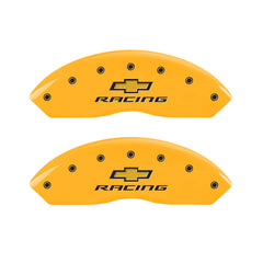 MGP 4 Caliper Covers Engraved F & R Chevy Racing Yellow Finish Black Char 2017 Chevrolet Camaro