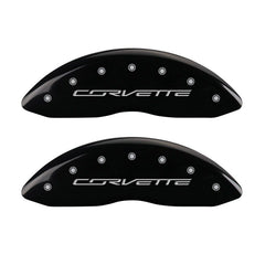 MGP 4 Caliper Covers Engraved Front & Rear C7/Corvette Black finish silver ch