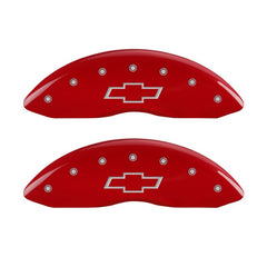 MGP Front set 2 Caliper Covers Engraved Front Bowtie Red finish silver ch