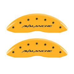 MGP 4 Caliper Covers Engraved Front & Rear Avalanche Yellow finish black ch