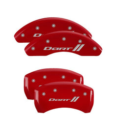 MGP 4 Caliper Covers Engraved Front & Rear Silverado Red finish silver ch