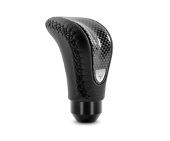 Momo Combat Evo Shift Knob - Black Leather, Carbon Effect Insert, Black Stitching