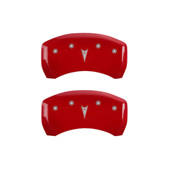 MGP 4 Caliper Covers Engraved Front Pontiac Engraved Rear Arrow Red finish silver ch