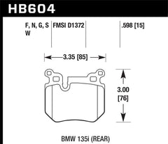 Hawk BMW 135i HT-10 Race Rear Brake Pads