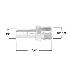 Spectre Fuel Fitting 3/8in. Hose Barb NPT Threads - Chrome