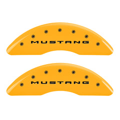 MGP 4 Caliper Covers Engraved Front 2015/Mustang Engraved Rear 2015/GT Yellow finish black ch