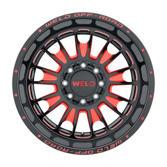 Weld Off-Road W122 20X10 Scorch 8X170 ET-18 BS4.75 Gloss Black MIL Red 125.1