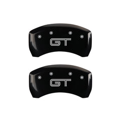 MGP 4 Caliper Covers Engraved Front Mustang Engraved Rear GT Black finish silver ch