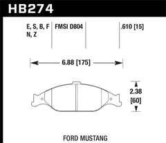 Hawk 99-04 Ford Mustang Base/GT HT-10 Race Front Brake Pads