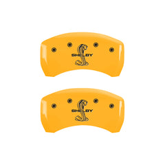MGP 4 Caliper Covers Engraved Front Shelby Rear Snake Yellow Finish Black Char 2007 Ford Mustang