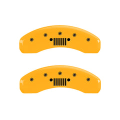 MGP 4 Caliper Covers Engraved Front Jeep Rear Grill Logo Yellow Finish Black Char 2004 Jeep Wrangler