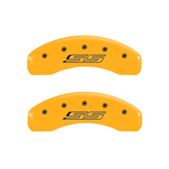 MGP 4 Caliper Covers Engraved Front Gen 5/Camaro Engraved Rear Gen 5/SS Yellow finish black ch