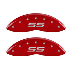 MGP 4 Caliper Covers Engraved Front & Rear Monte Carlo style/SS Red finish silver ch