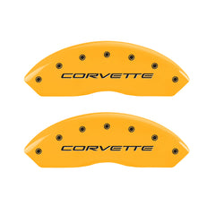 MGP 4 Caliper Covers Engraved Front C5/Corvette Engraved Rear C5/Z06 Yellow finish black ch