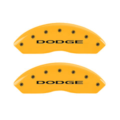 MGP 4 Caliper Covers Engraved Front & Rear With out stripes/Dodge Yellow finish black ch