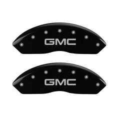 MGP 4 Caliper Covers Engraved Front & Rear GMC Black Finish Silver Char 2019 GMC Arcadia