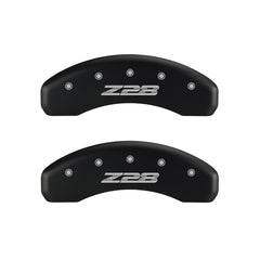 MGP 4 Caliper Covers Engraved Front Gen 5/Camaro Engraved Rear Gen 5/Z28 Red finish silver ch
