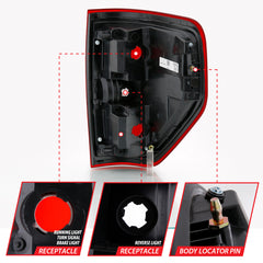 ANZO 2009-2014 Ford F-150 Euro Taillight Red/Clear (W/O Bulb)