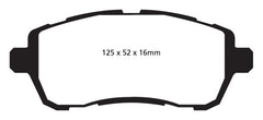 EBC 10+ Ford Fiesta 1.6 (FOR NON-ST/NON-TURBO) Greenstuff Front Brake Pads