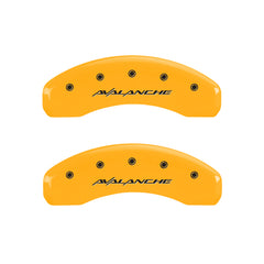 MGP 4 Caliper Covers Engraved Front & Rear Avalanche Yellow finish black ch