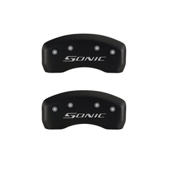 MGP 4 Caliper Covers Engraved Front & Rear Sonic Red finish silver ch