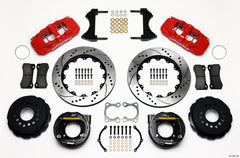 Wilwood AERO4 Rear P-Brake Kit 14.00in Drilled Red Big Ford Old Style 2.36in Offset