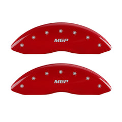 MGP Front set 2 Caliper Covers Engraved Front MGP Red finish silver ch