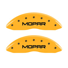 MGP Front set 2 Caliper Covers Engraved Front MOPAR Yellow finish black ch