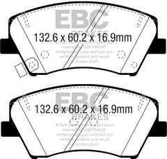 EBC 2017+ Hyundai Elantra 1.4L Turbo Redstuff Front Brake Pads