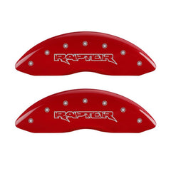 MGP 4 Caliper Covers Engraved Front & Rear Raptor Red finish silver ch