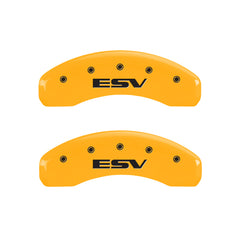 MGP 4 Caliper Covers Engraved Front Escalade Engraved Rear ESV Yellow finish black ch