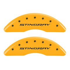 MGP 4 Caliper Covers Engraved Front & Rear Stingray Yellow finish black ch