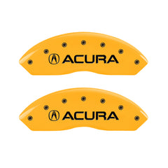 MGP 4 Caliper Covers Engraved Front & Rear Acura Yellow finish black ch