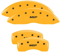 MGP 4 Caliper Covers Engraved Front & Rear MGP Yellow Finish Black Char 2019 Lincoln Nautilus