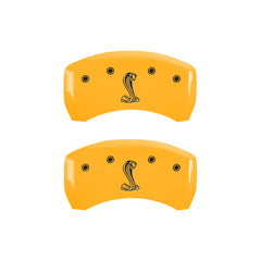 MGP 4 Caliper Covers Engraved Front Cobra Rear Snake Yellow Finish Black Char 2008 Ford Mustang