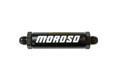 Moroso In-Line Fuel Filter - 6.5in -8An - 40 Micron SS Filter - Aluminum