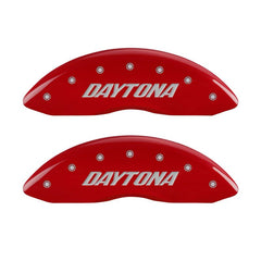 MGP 4 Caliper Covers Engraved Front & Rear Daytona Red finish silver ch