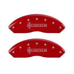MGP 4 Caliper Covers Engraved Front Lincoln Engraved Rear Star logo Red finish silver ch