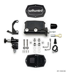 Wilwood Compact Tandem M/C - 7/8in Bore w/Bracket and Valve fits Mustang (Pushrod) - Black