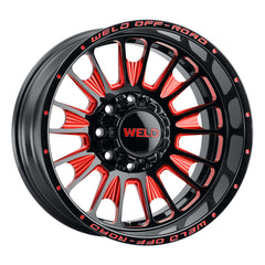 Weld Off-Road W122 20X10 Scorch 8X180 ET-18 BS4.75 Gloss Black MIL Red 124.3