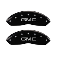 MGP 4 Caliper Covers Engraved Front & Rear GMC Black finish silver ch