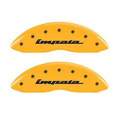 MGP 4 Caliper Covers Engraved Front & Rear Impala Yellow finish black ch